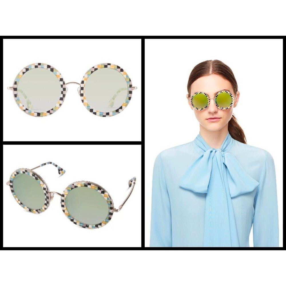 💕ALICE + OLIVIA💕 Beverly Sunglasses Holiday Checkers NWT